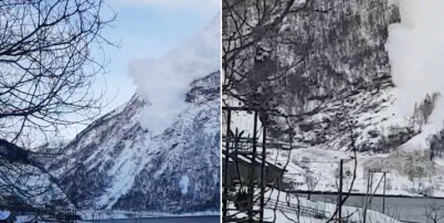 Buss var sekunder fra å bli tatt av snøskred i Geiranger